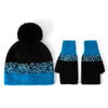PEACH ACCESSORIES - Two Tones Hat and Gloves Matching Set in Black/Brown: Green